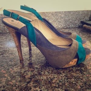 Guess slingback cork heel in Suede